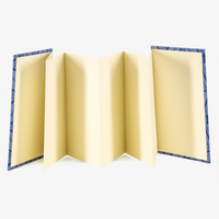 Leporello-Format-12x17cm-fuer-14Fotos-mit-Baumwollpapier-Blau-geometrisch-Produktansicht-leporello-aufgeklappt