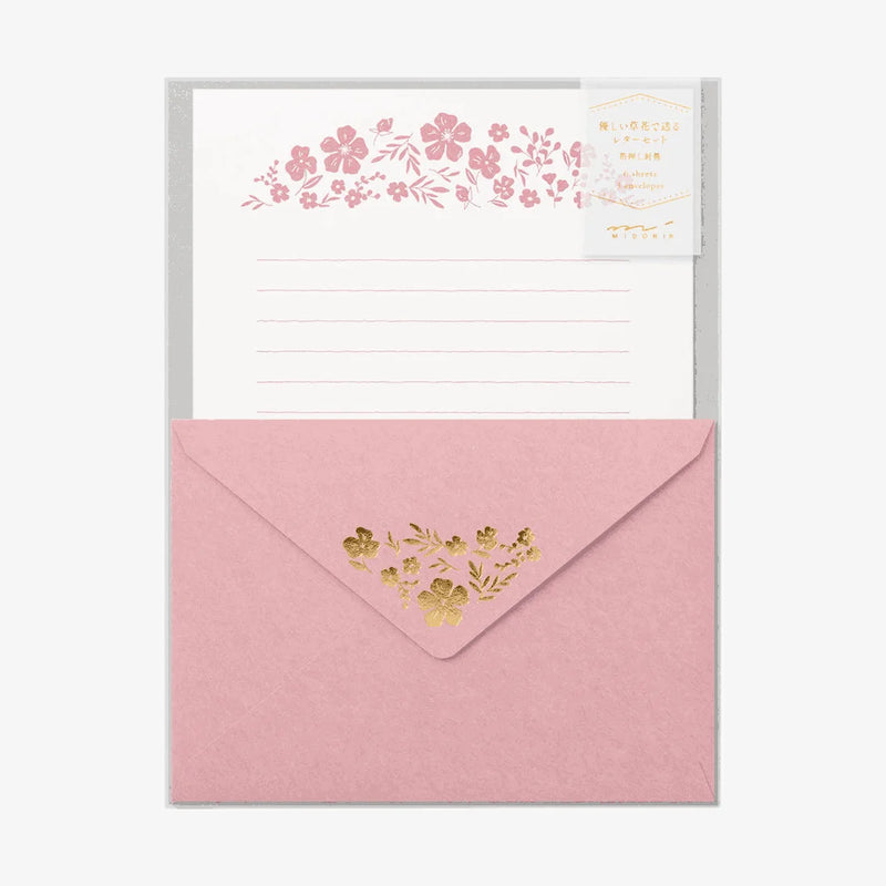Letter-Set-Briefpapier-Foil-Stamped-Envelopes-Flowers_3umschläge-und-6-schreibseiten-in-PP-beutel-Verpackung-Produktansicht