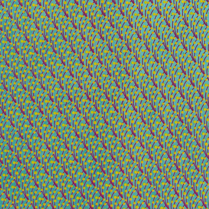 Lokta-Papier-Bogen-Motiv-Beeren-Farbe461-tuerkis-magenta-malachite-tigergelb-Ausschnitt
