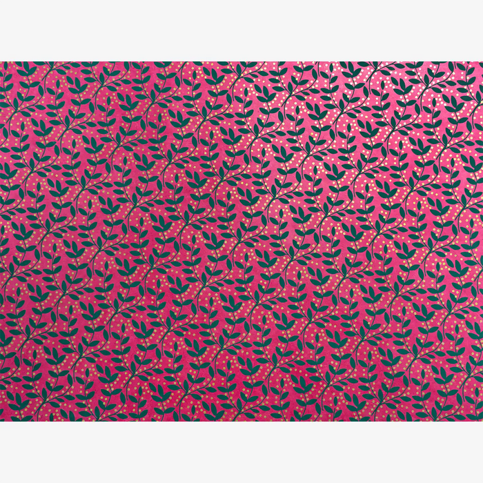 Lokta-Papier-Bogen-Motiv-Ranken-und-Beeren-Farbe24-magenta-malachite-gold-ganzer-Bogen