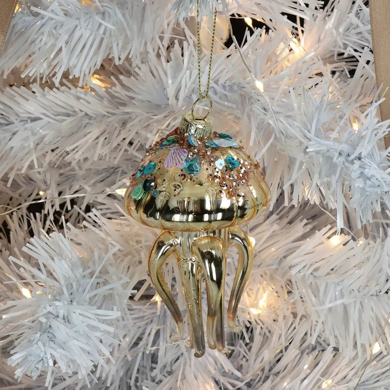 Weihnachtsbaumkugel/ Ornament Glas / Jellyfish / Gold