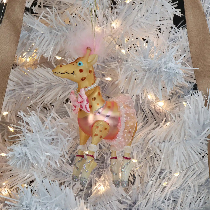 Weihnachtsbaumkugel/ Ornament Glas / Giraffe / Pink