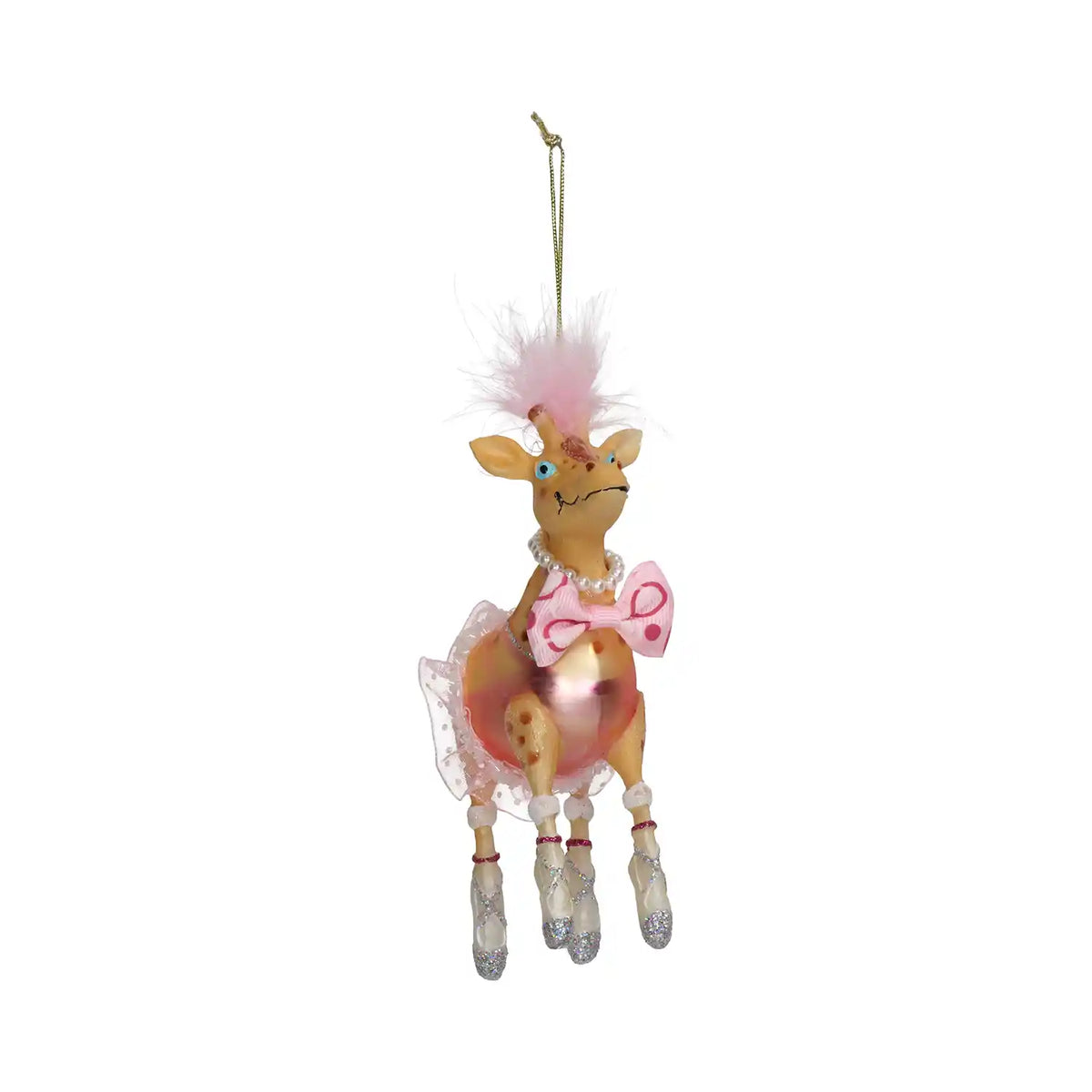 Weihnachtsbaumkugel/ Ornament Glas / Giraffe / Pink