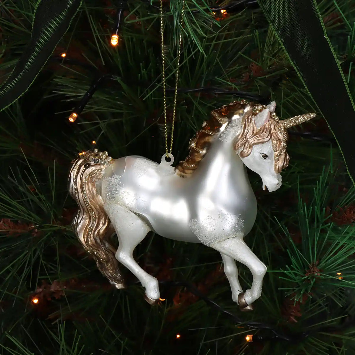 Weihnachtsbaumkugel/ Ornament Glas / Unicorn / Gold