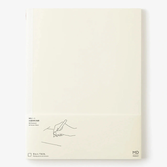 MD-Notebook-Notizbuch-A4-176-Seiten-blank-minimalistisch-Fadenheftung-MD-Paper-Cover-mit-Banderolle-Vorderansicht