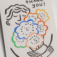 Klappkarte / Marie Assénat / Thank You! Floral Bouquet Retro Illustration Greeting Card