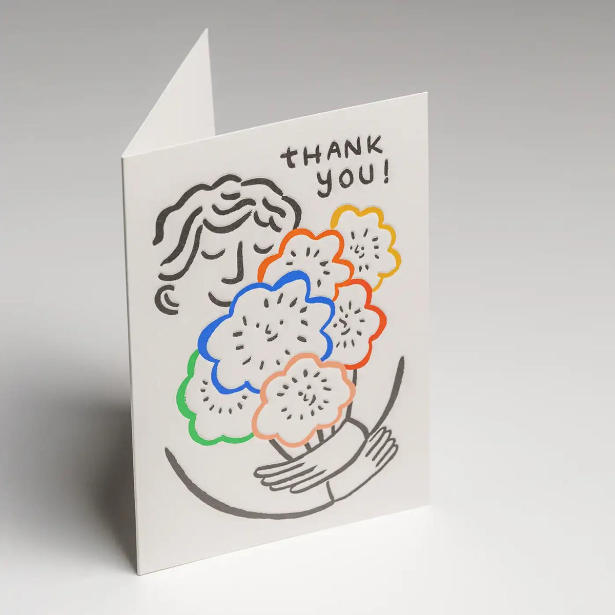 Klappkarte / Marie Assénat / Thank You! Floral Bouquet Retro Illustration Greeting Card