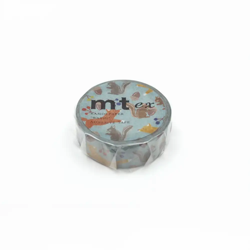 Masking-Tape-MT-EX-Washi-Tape-embroidery-fox-and-squirrel-Klebeband-in-der-Verpackung