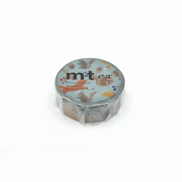 Masking-Tape-MT-EX-Washi-Tape-embroidery-fox-and-squirrel-Klebeband-in-der-Verpackung