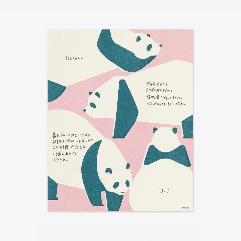 Midori-Briefblock-Easy-and-Cosy-Panda-Briefpapier-Illustration-Japan-Produktansicht-Beispielfoto-2