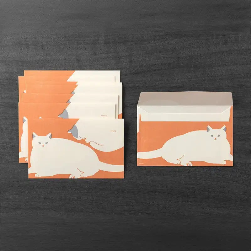 Midori-Briefumschlag-Set-Katzen-8-Stueck-japanisches-Briefpapier-umschlaege-alle