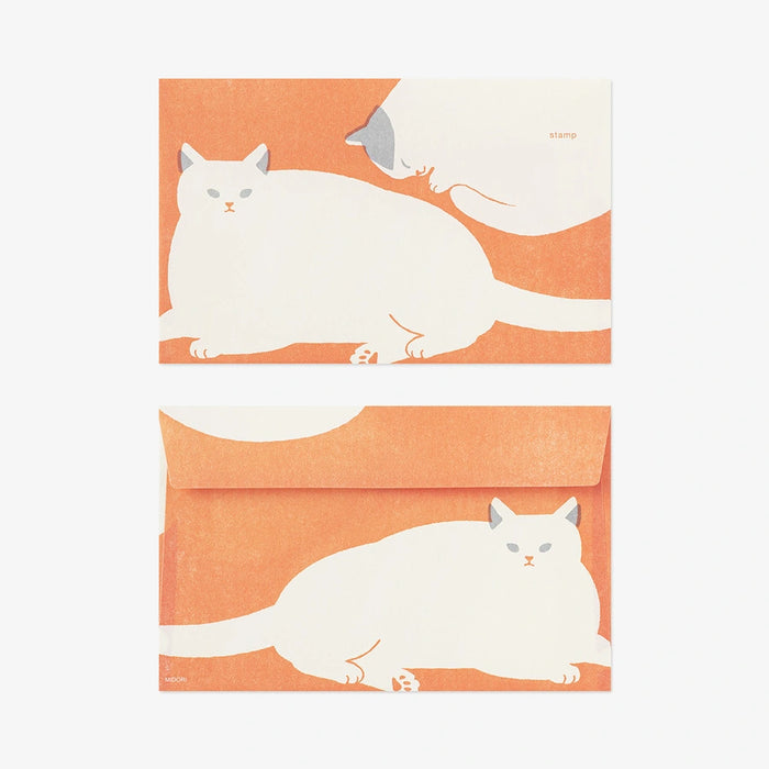 Midori-Briefumschlag-Set-Katzen-8-Stueck-japanisches-Briefpapier-umschlaege-vorn-nd-Hinten