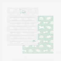 Midori-Mini-Brief-Set-Hungry-Dog-Briefpapier-Sticker-Japan-Papeterie-Produktansicht-Briefpapier-vorder-undrueckansicht