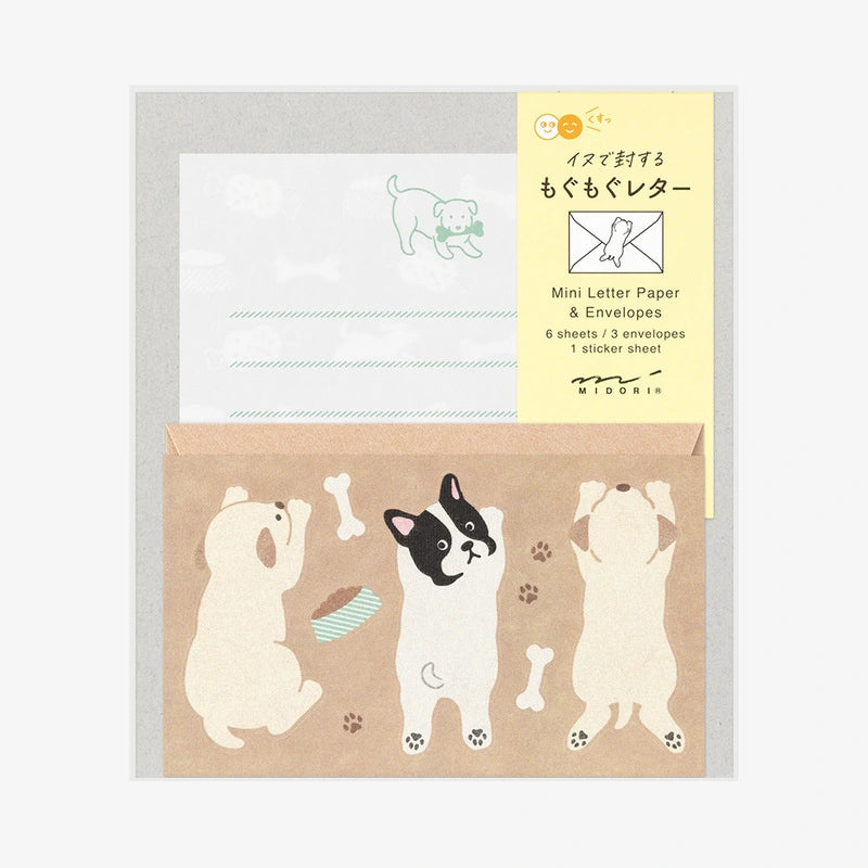Midori-Mini-Brief-Set-Hungry-Dog-Briefpapier-Sticker-Japan-Papeterie-Produktansicht-Verpackung