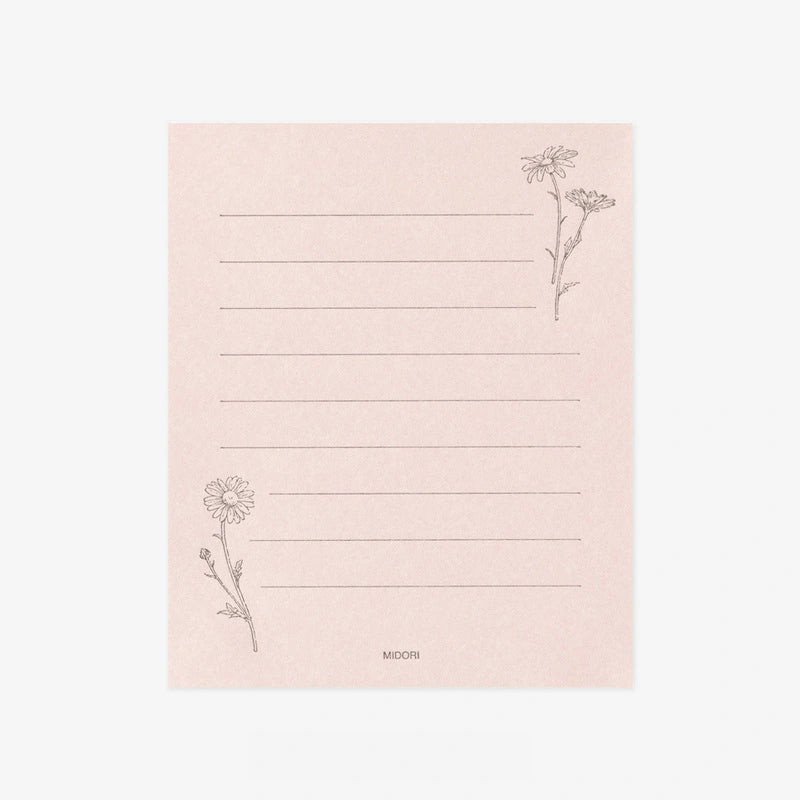 Midori-Mini-Brief-Set-Washi-Papier-pink-floral-japanische-Schreibwaren-Briefbogen