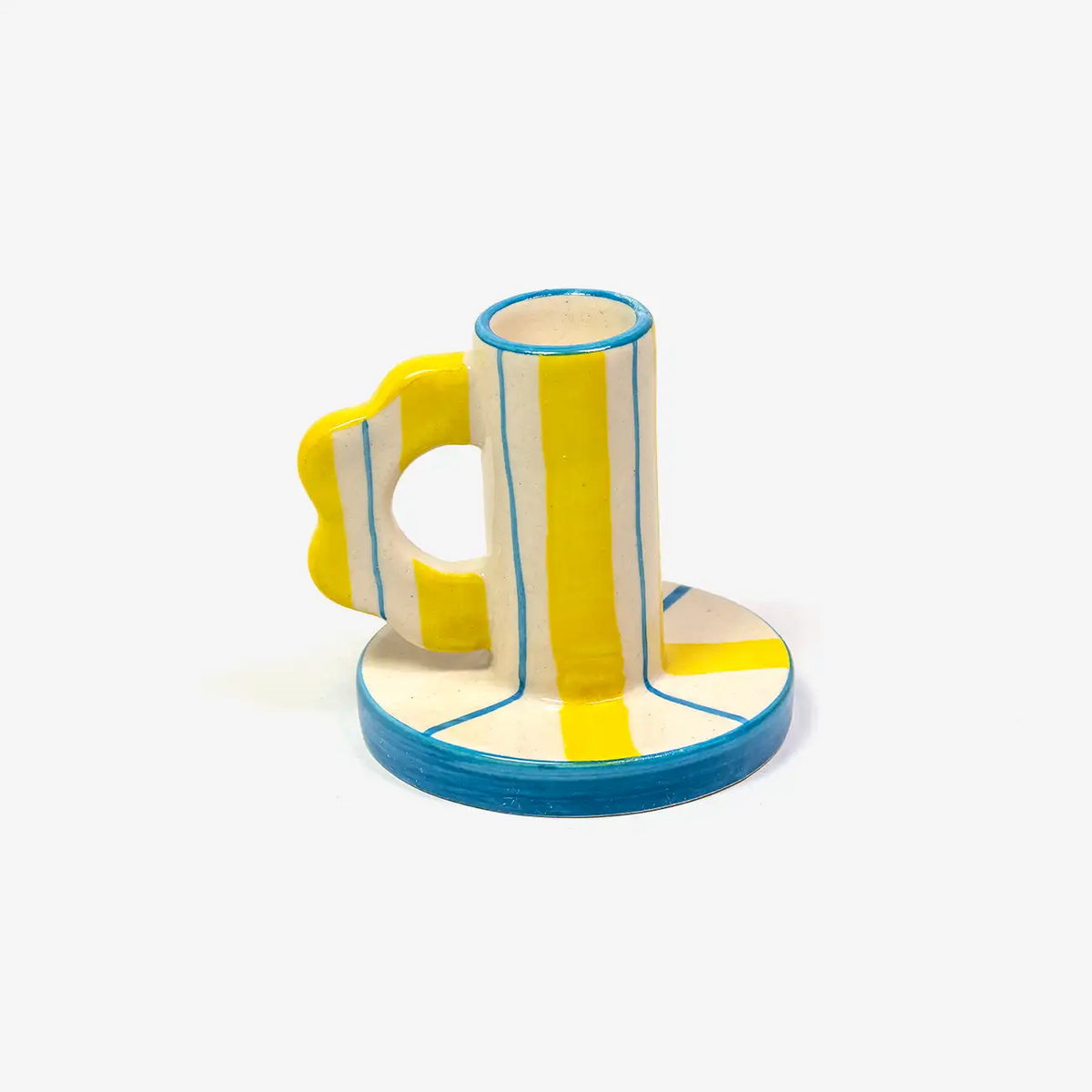 Noi-Kerzenhalter-Keramik-Handle-Stripes-Yellow-8x7cm-fuer-max-kerzendurchmesser-23mm-seitliche-Ansicht-links-2