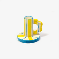Kerzenständer / Keramik / Handle Stripes Yellow / 8x7cm / Kerzendurchmesser 23mm
