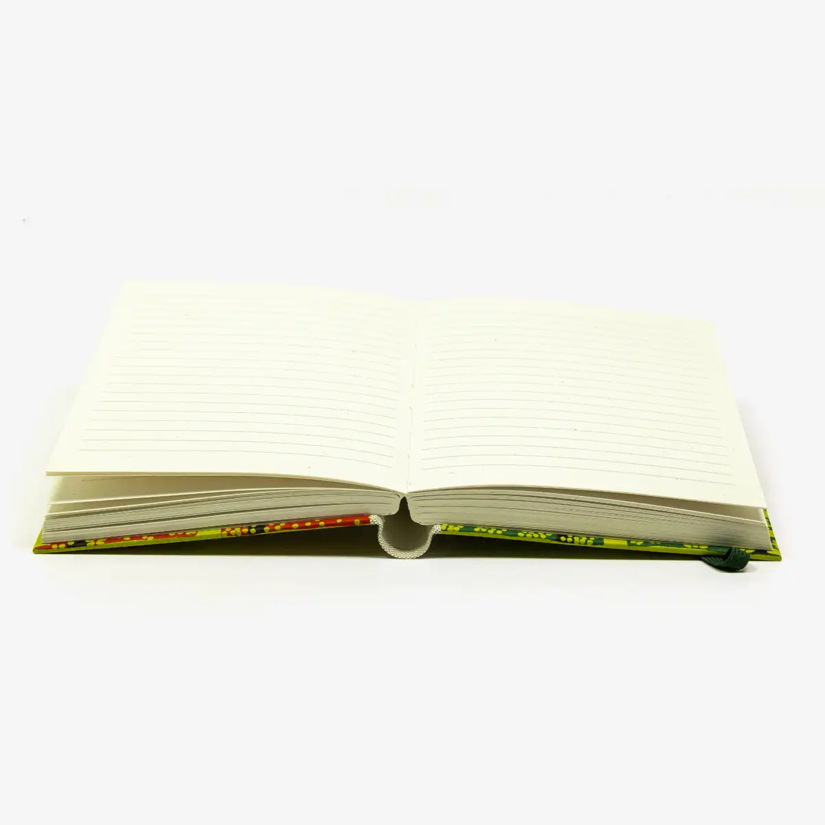 Notizbuch-12x16.5cm-256seiten-recy-Papier-cover-Katazome-Shi-motiv-Washi-Pattern-auf-gruen-innenansicht
