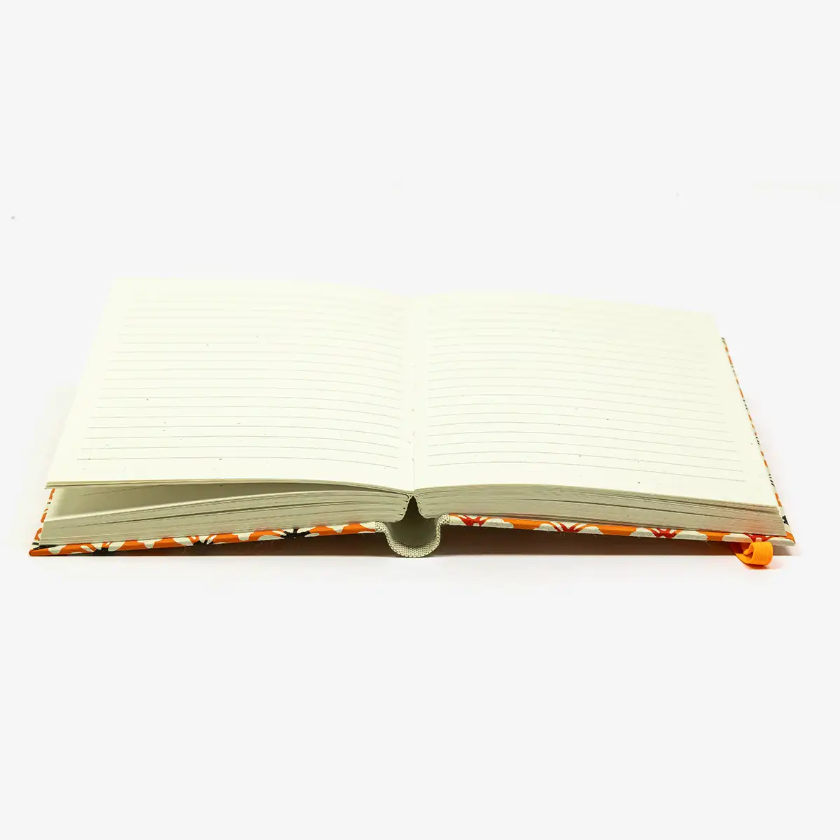 Notizbuch-12x16.5cm-256seiten-recy-Papier-cover-Katazome-Shi-motiv-blumen-auf-orange-innenansicht
