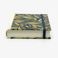 Notizbuch-12x16.5cm-256seiten-recy-Papier-cover-chiyogami-motiv-BambusblaetteramZweigaufdunkelblau-liegend