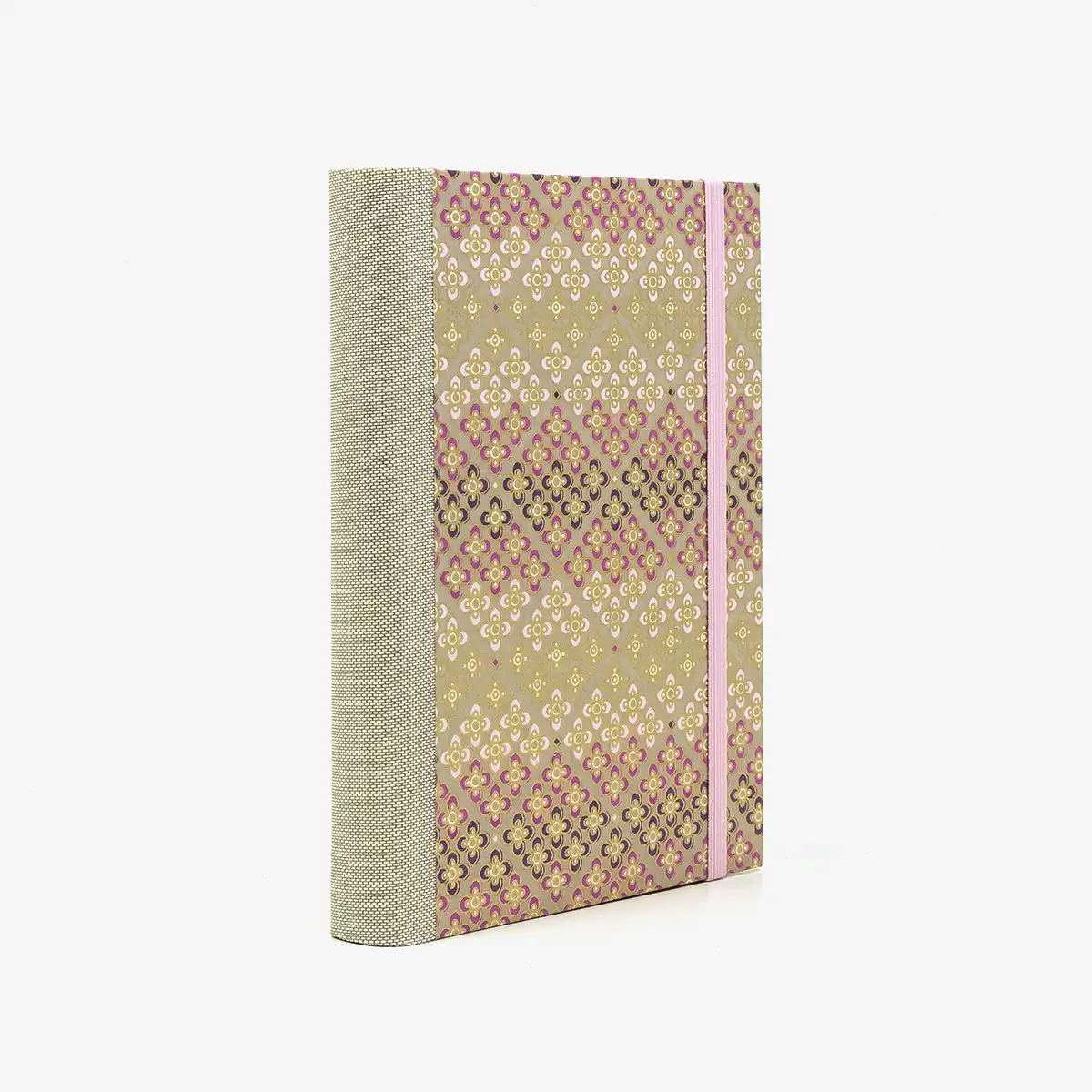 Notizbuch-12x16.5cm-256seiten-recy-Papier-cover-chiyogami-motiv-Bogen-1036C-Bluetenpattern-rosa-seitlich-von-hinten