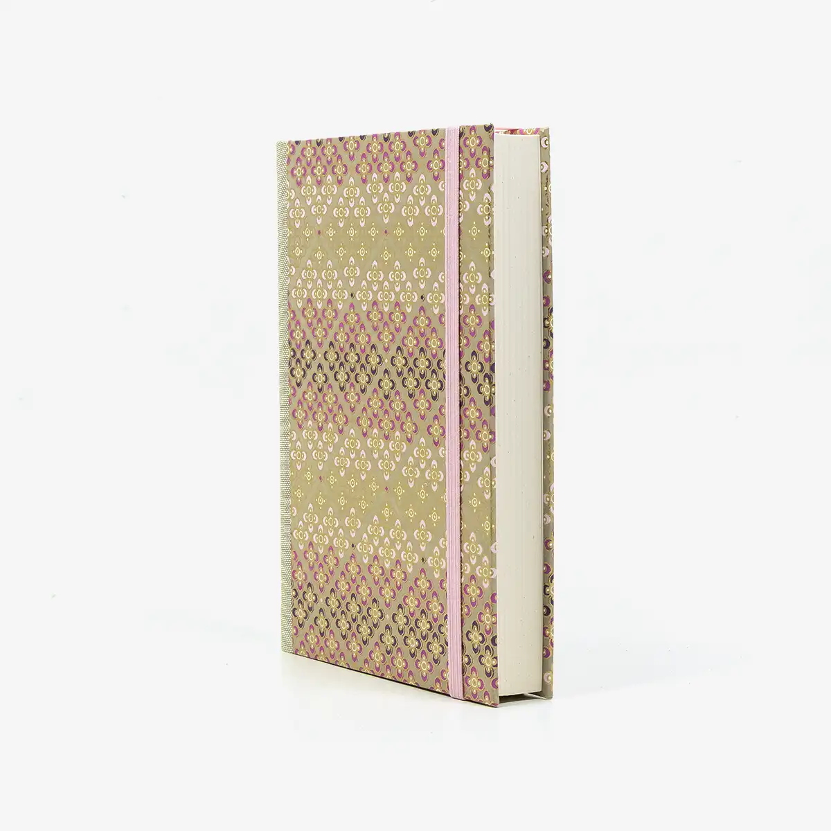 Notizbuch-12x16.5cm-256seiten-recy-Papier-cover-chiyogami-motiv-Bogen-1036C-Bluetenpattern-rosa-seitlich-von-vorn