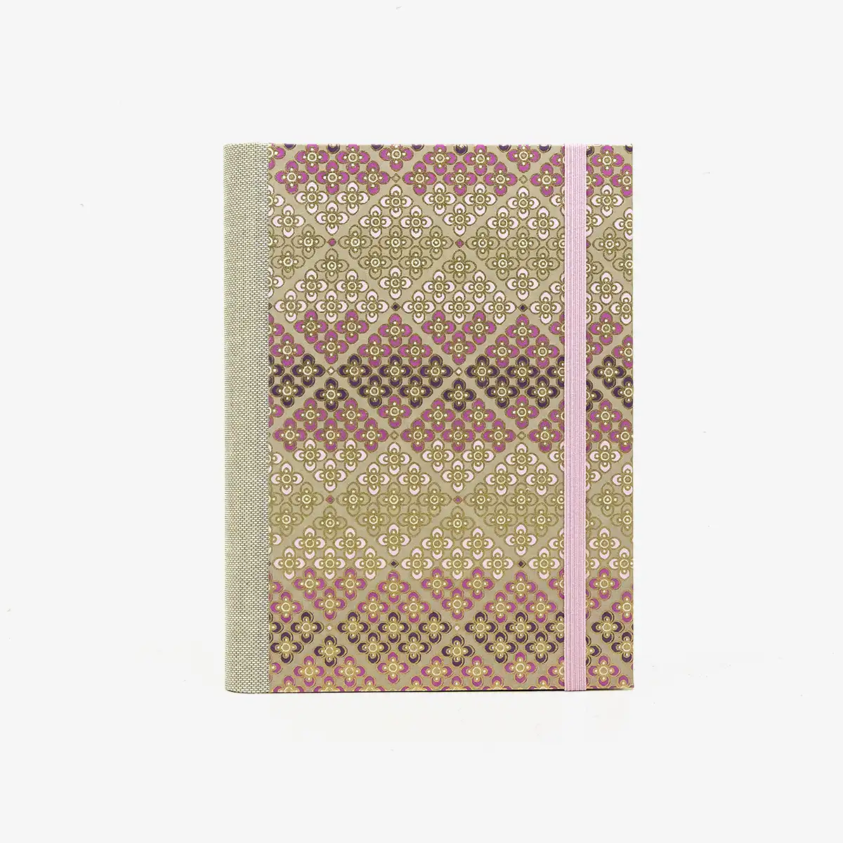 Notizbuch | Format: 12x16.5cm | 256 Seiten liniert | Cover: Chiyogami Papier | Motiv: Bogen-1036C-Blütenpattern-rosa