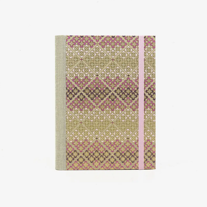 Notizbuch | Format: 12x16.5cm | 256 Seiten liniert | Cover: Chiyogami Papier | Motiv: Bogen-1036C-Blütenpattern-rosa