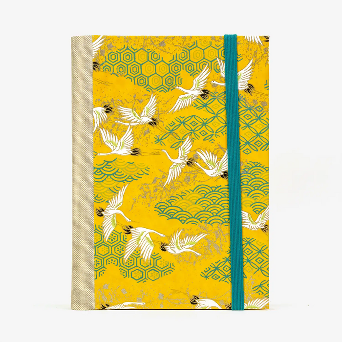 Notizbuch / liniert / 244 Seiten / Animals - Kraniche auf Gelb
