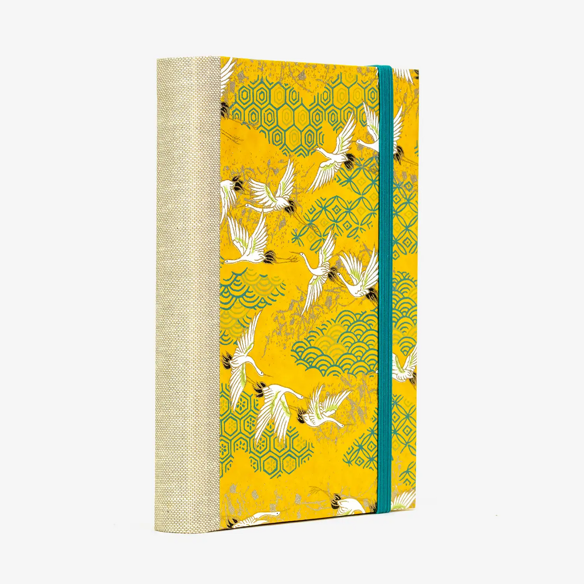 Notizbuch / liniert / 244 Seiten / Animals - Kraniche auf Gelb