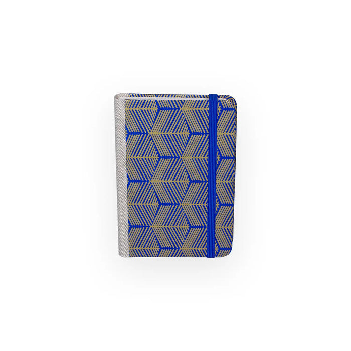 Notizbuch / 224 Seiten / H13xB9  / liniert / Striche Muster Gold auf Blau