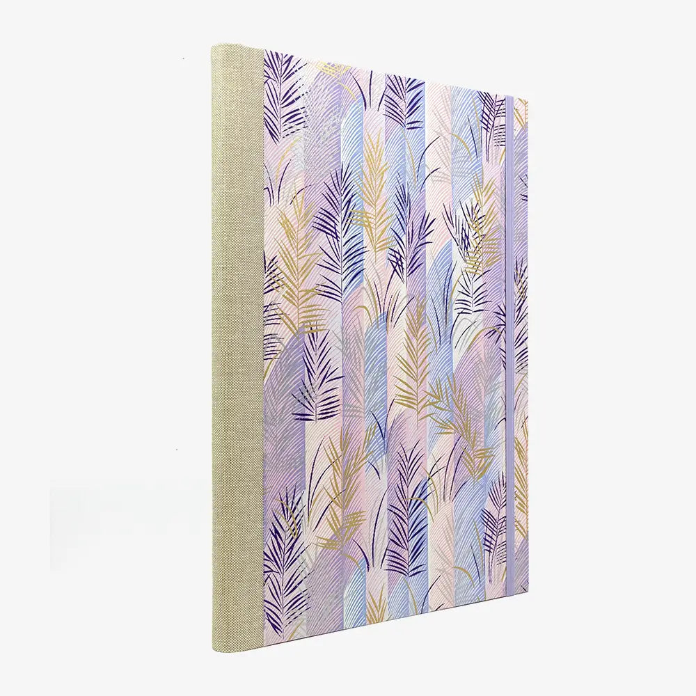 Notizbuch-A4-liniert-160Seiten-Cover-chiyogami-Motiv-Palmenzweige-seitlich-von-hinten