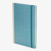 Notizbuch-A5-liniert-144Seiten-bezogen-mit-Chiyogami-Rechecke-silber-auf-petrol-Cover-seitlich-vorn-2