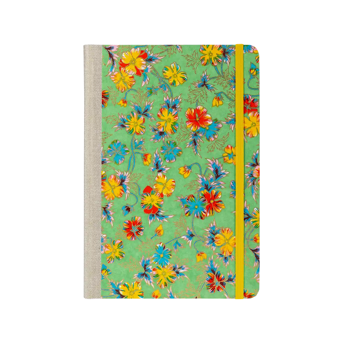Notizbuch / Skizzenbuch / Bullet Journal / A5  / dotted / Flower colorfull on green