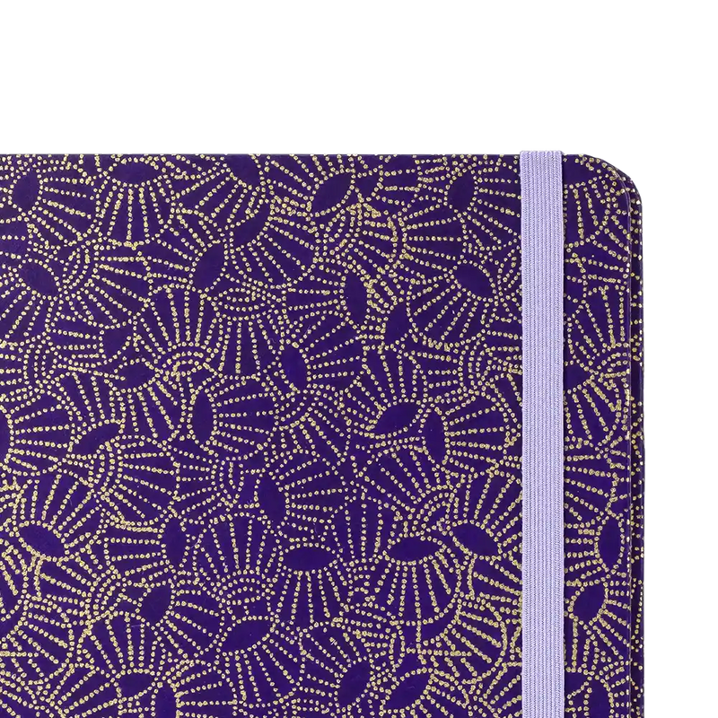 Notizbuch / Skizzenbuch / Bullet Journal / A5  / dotted / Sonnenstrahlen Muster auf Lilac
