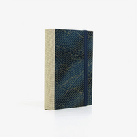Notizbuch-blanko-9x14cm-224seiten-cover-mit-chiyogami-Motiv-Welle-gold-auf-blau-seitlich-hinten