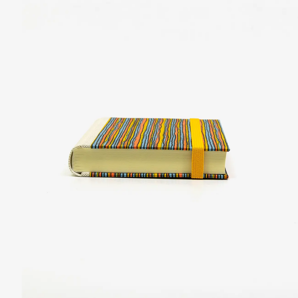 Notizbuch-blanko-9x14cm-224seiten-cover-mit-chiyogami-Motiv-strokes-orange-liegend-vorn