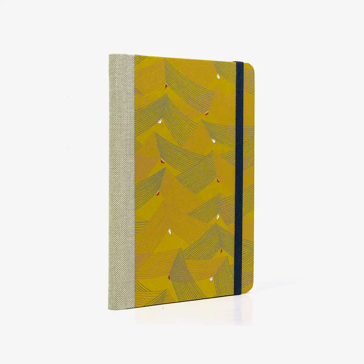Notizbuch-kariert-12x16.5cm-Cover-Chiyogami-Motiv-Saitenspiel-Gold-seitlich-von-hinten
