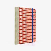 Notizbuch-kariert-12x16.5cm-Cover-Chiyogami-Motiv-Traditional-rot-weiss-seitlich-von-hinten