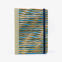 Notizbuch-kariert-12x16.5cm-Cover-Chiyogami-Motiv-gewelte-striche-gold-rot-blau-weiss