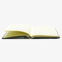Notizbuch-kariert-12x16.5cm-Cover-Chiyogami-Motiv-weisse-punkte-auf-blau-aufgeschlagen