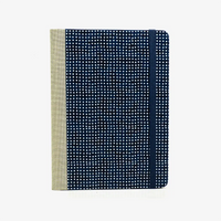 Notizbuch-kariert-12x16.5cm-Cover-Chiyogami-Motiv-weisse-punkte-auf-blau