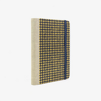 Notizbuch-liniert-12x16.5cm-244seiten-Chiyogami-Motiv-golden-Square-on-blue-cover-seitlich-von-hinten