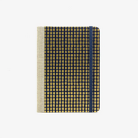 Notizbuch-liniert-12x16.5cm-244seiten-Chiyogami-Motiv-golden-Square-on-blue-cover-von-vorn