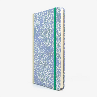 Notizbuch-liniert-13x21cm-Chiyogami-192-Seiten-Motiv-kleine-weisse-Blueten-am-Busch-flieder-cover-seitlich-von-vorn