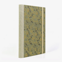 Notizbuch-liniert-A5-288Seiten-cover-lokta-Papier-blumen-Gold-auf-grau-seitlich-von-hinten