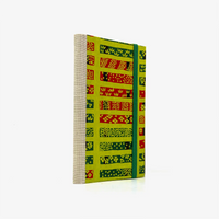 Notizbuch-liniert-A6-Blaupause-144seiten-mit-KAtazome-shi-cover-bezogen-Motiv-Streifen-mit-Muster-auf-Gruen-cover-seitlich-von-hinten