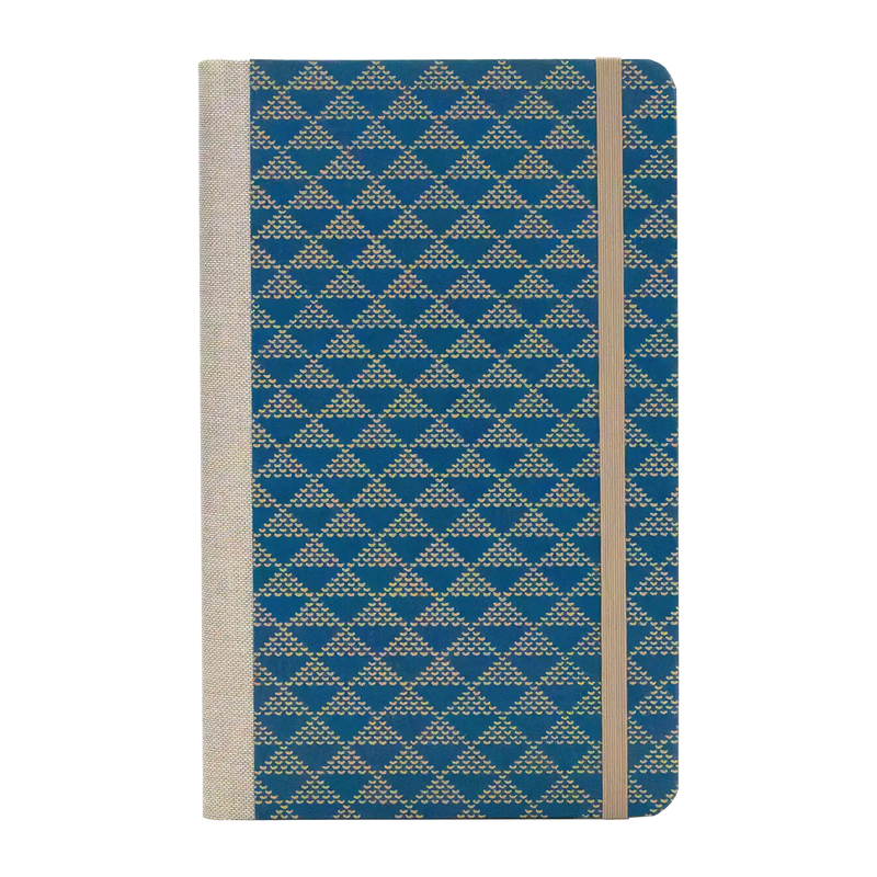 Notizbuch / Skizzenbuch / Bullet Journal / A5 small / dotted / beige Uroko on blue