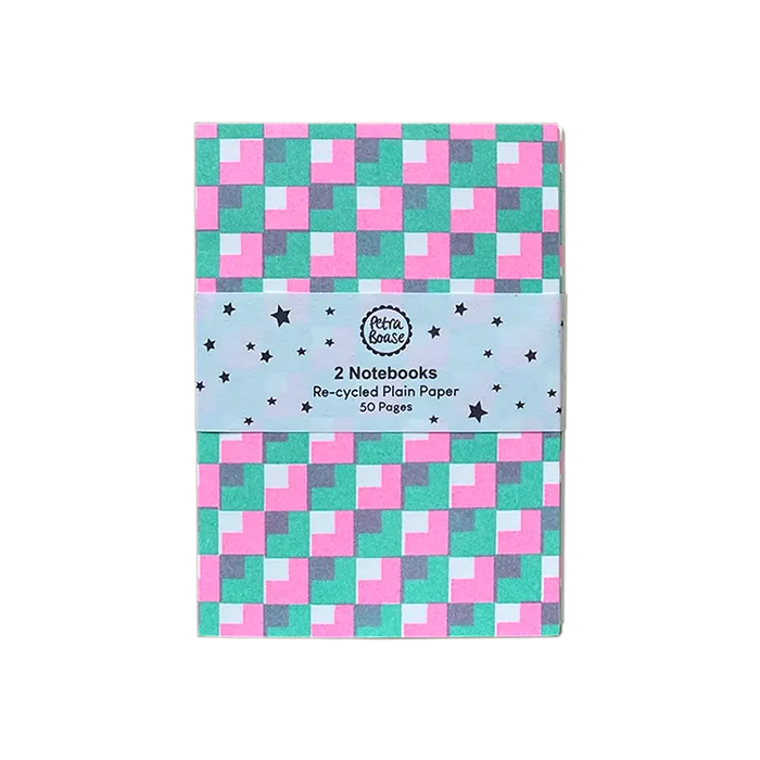2 Notizbücher / Riso-Aufdruck / Grün/Hot Pink