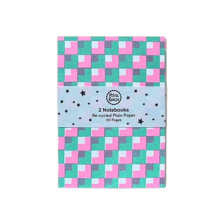 2 Notizbücher / Riso-Aufdruck / Grün/Hot Pink